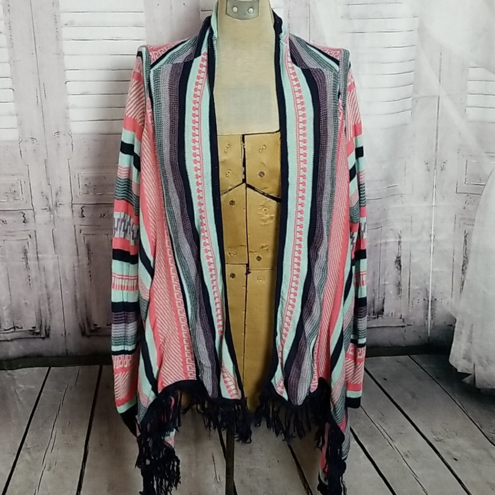 Boutique Open Fringed Cardigan